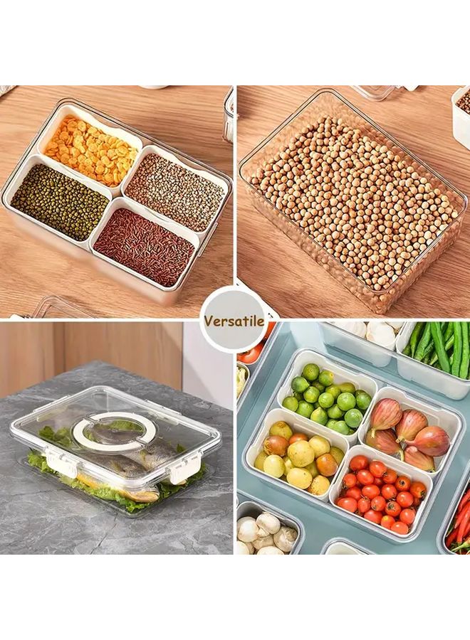 Milky White Plastic Storage Container With Lid Leak Proof Stackable Four Compartments For Kitchen Picnics Outdoor - Image 2